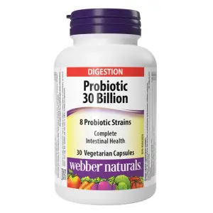 Probiotic 30 Billion 8 Probiotic Strains – Webber Naturals – 30 Vegetarian Capsules
