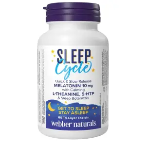 Sleep Cycle Melatonin 10mg with L-Theanine & 5-HTP – Webber Naturals – 60 Tablets