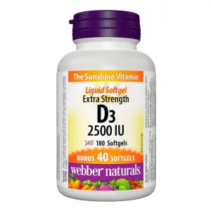 Vitamin D3 2500 IU Extra Strength – Webber Naturals – 180 Softgels
