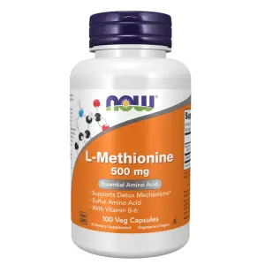 L-Methionine 500mg with Vitamin B-6 – NOW Foods – 100 Veg Capsules