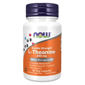 L-Theanine Double Strength 200mg – NOW Foods – 60 Veg Capsules