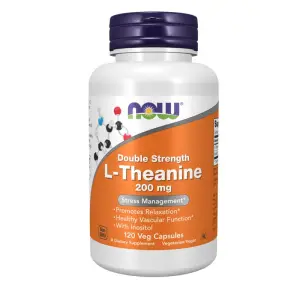 L-Theanine Double Strength 200mg – NOW Foods – 120 Veg Capsules